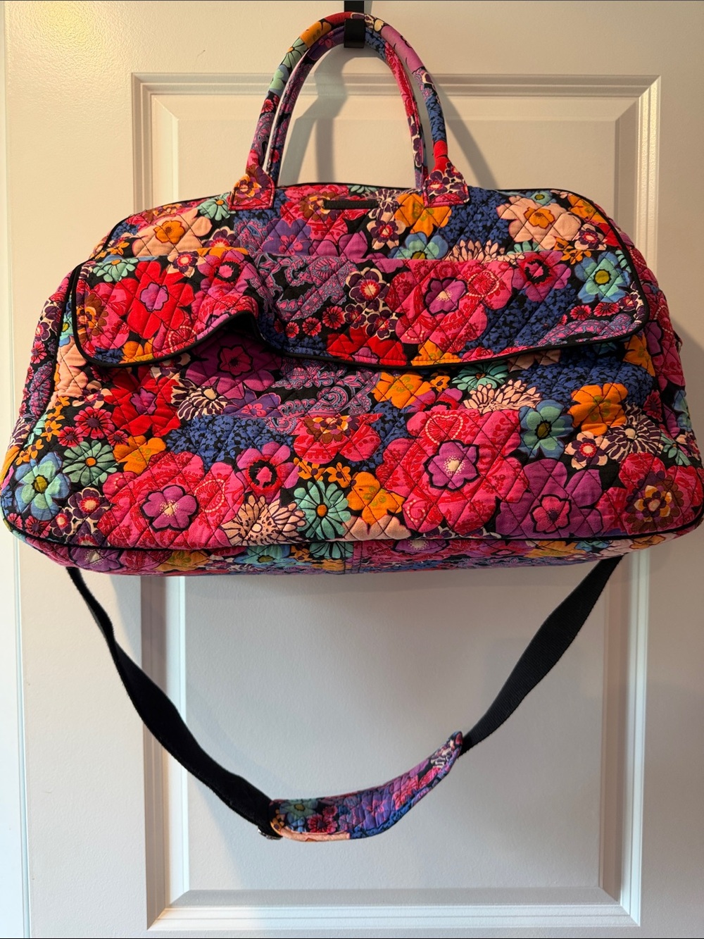 Vera Bradley Quilted Floral Travel Weekender in Pink, Purple, Blue and Orange